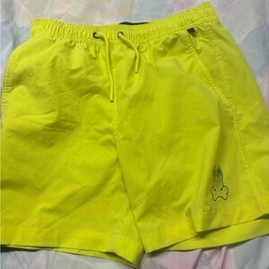 Psycho Bunny Kids Swim Trunks in Neon Yellow